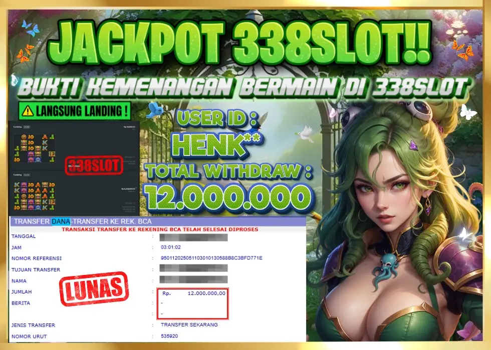 338SLOT JACKPOT GAME JUDI ONLINE RESMI TERBAIK! Rp 12.000.000 - LUNAS!!!