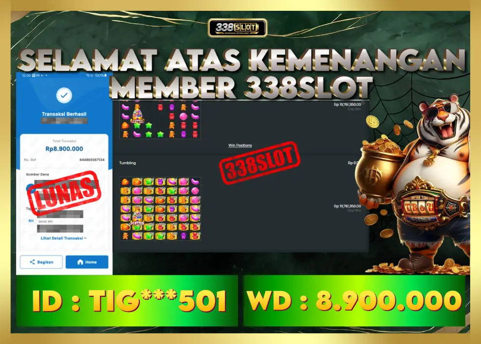 338SLOT JACKPOT GAME JUDI ONLINE TERJACKPOT! Rp 8.900.000 - LUNAS!!!