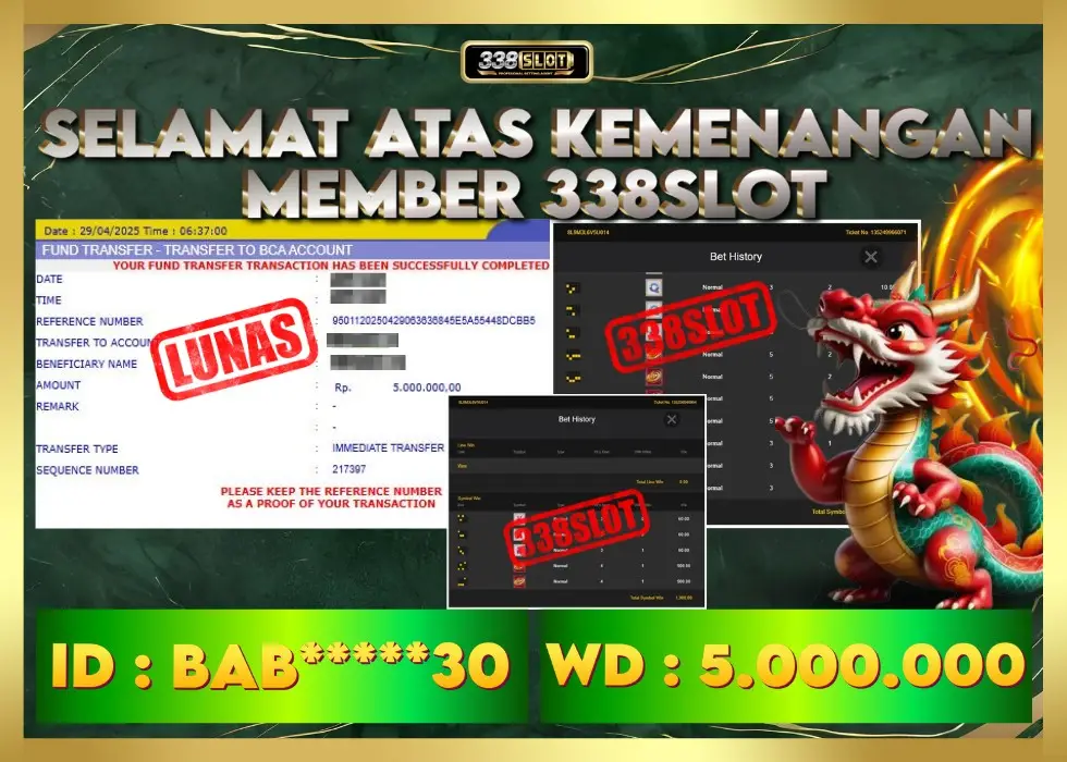 338SLOT JACKPOT GAME SLOT TERPERCAYA 2025! Rp 5.000.000 - LUNAS!!!