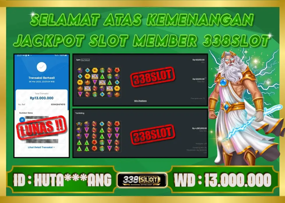338SLOT JACKPOT GAME SLOT ZEUS ASLI NO.1! Rp 13.000.000 - LUNAS!!!