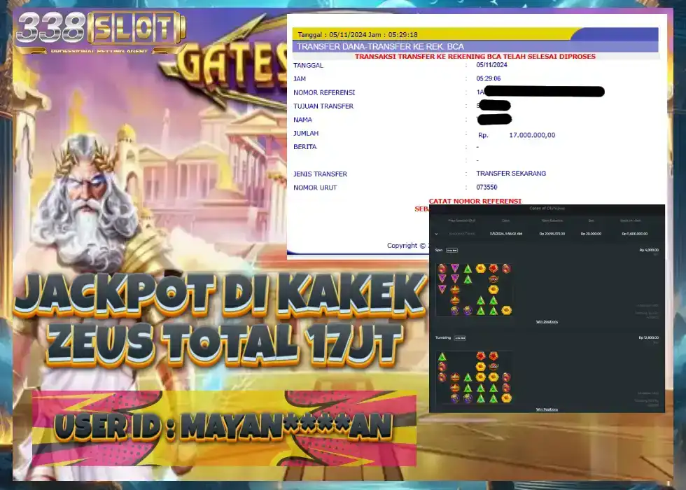 338SLOT JACKPOT SLOT GATES OF OLYMPUS Rp 17.000.000 - LUNAS!!!