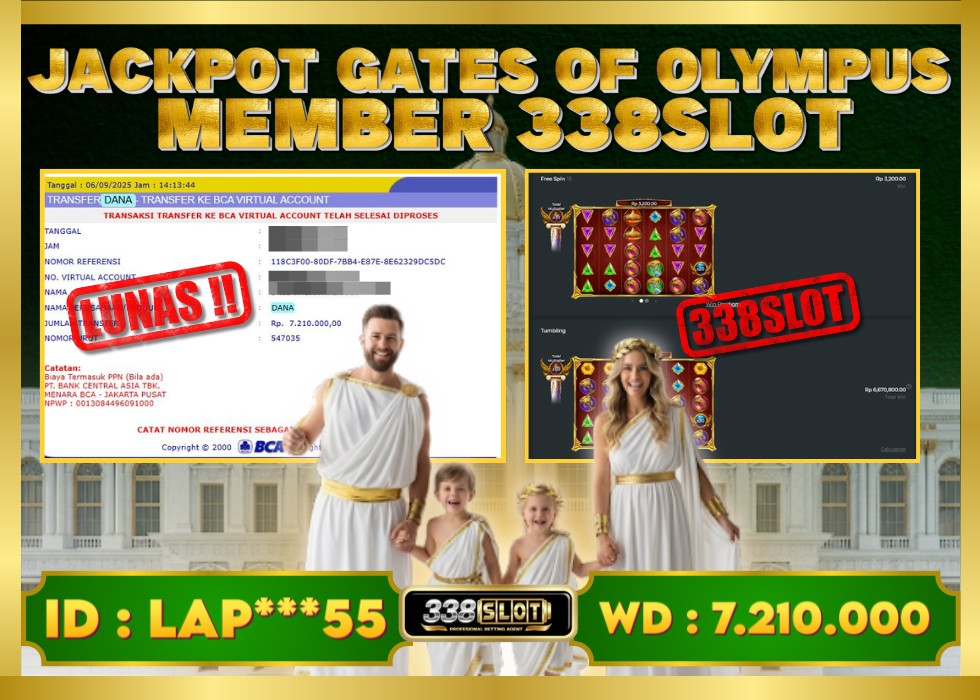 338SLOT JACKPOT GAME SLOT GATES OF OLMYPUS NO.1! Rp 7.210.000 - LUNAS!!!