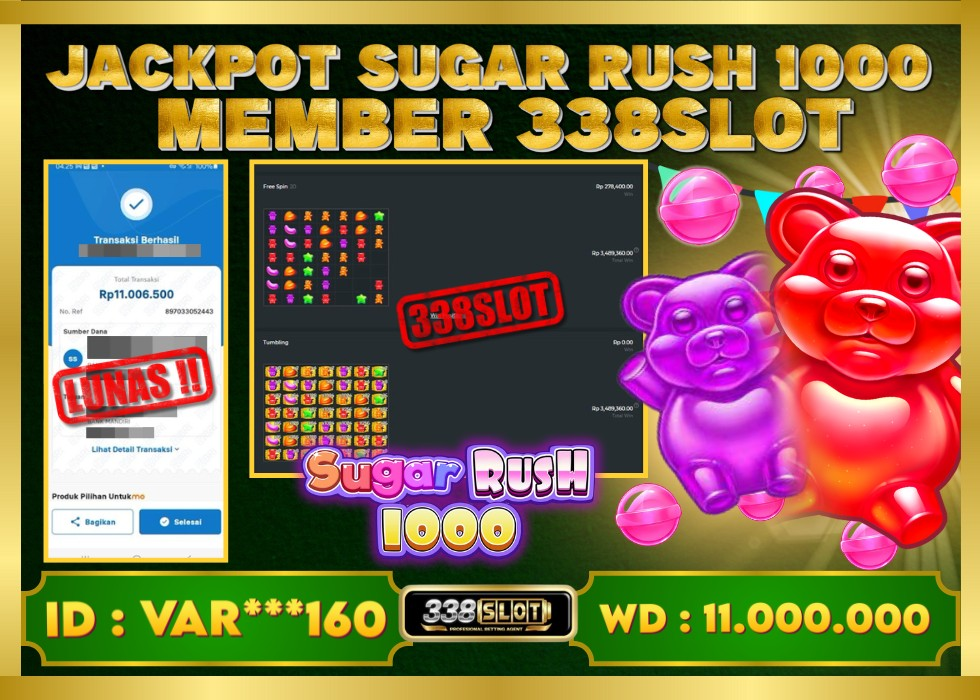 338SLOT JACKPOT GAME JUDI ONLINE SUGAR RUSH 1000! Rp 11.000.000 - LUNAS!!!