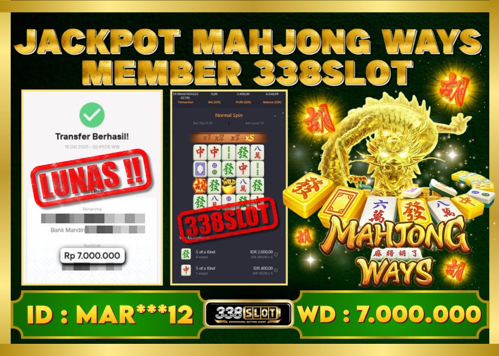 338SLOT JACKPOT GAME JUDI PG SOFT RESMI DAN TERBAIK! Rp 7.000.000 - LUNAS!!!