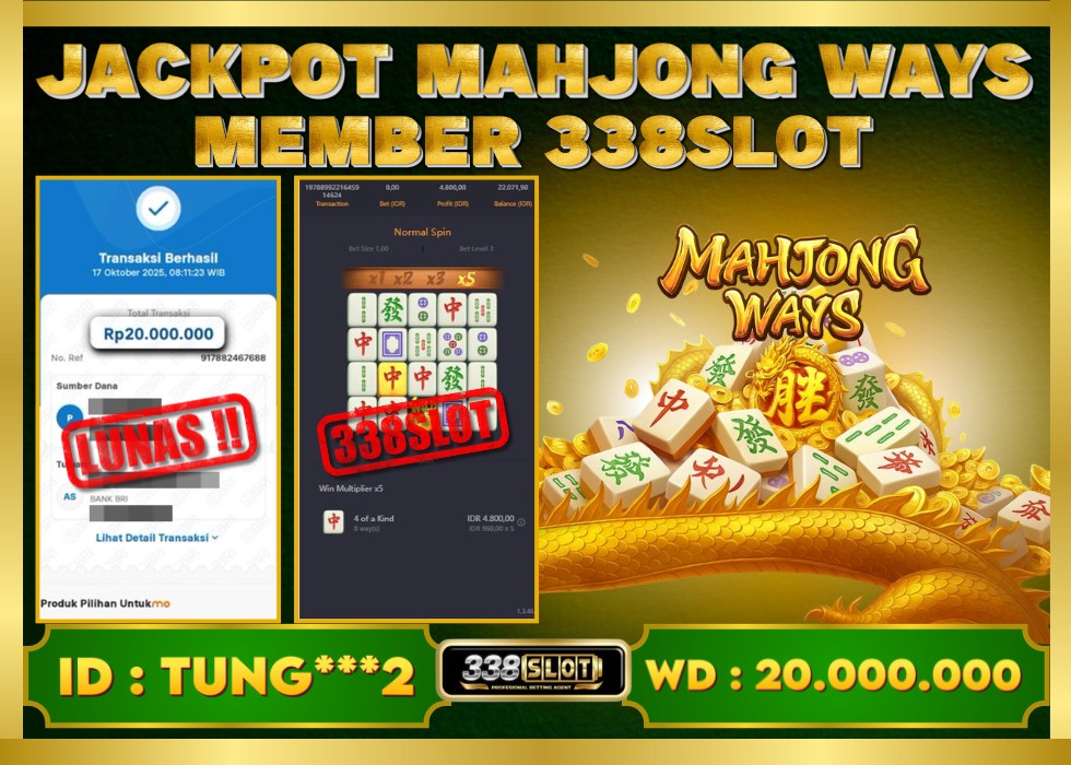 338SLOT JACKPOT GAME JUDI PG SOFT RESMI DAN TERBAIK! Rp 20.000.000 - LUNAS!!!
