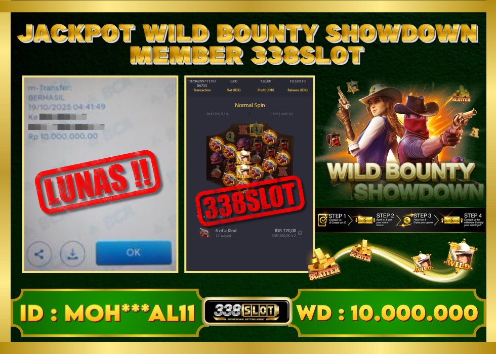 338SLOT JACKPOT GAME JUDI PG SOFT WILD BOUNTY SHOWDOWN RESMI DAN TERBAIK! Rp 10.000.000 - LUNAS!!!