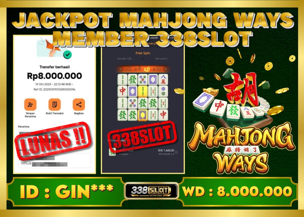 338SLOT JACKPOT GAME JUDI PG SOFT MAHJONG WAYS RESMI DAN TERBAIK! Rp 8.000.000 - LUNAS!!!