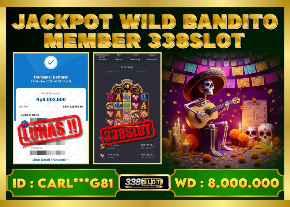 338SLOT JACKPOT GAME JUDI PG SOFT WILD BANDITO RESMI DAN TERBAIK! Rp 12.500.000 - LUNAS!!!