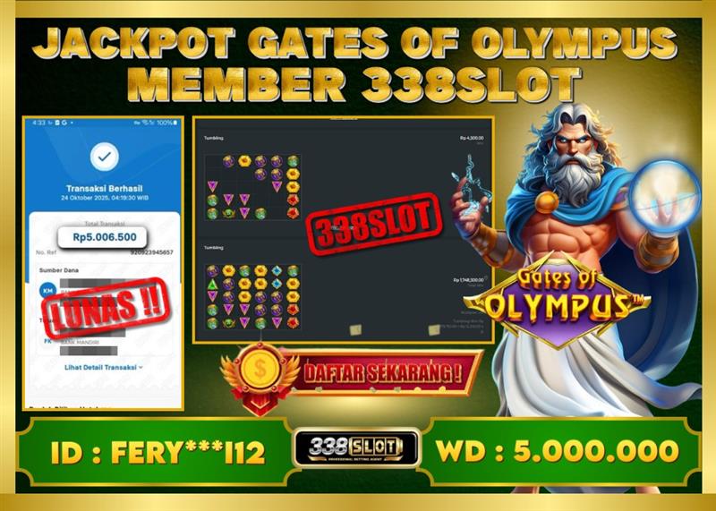 338SLOT JACKPOT GAME JUDI PRAGMATIC PLAY GATES OF OLYMPUS RESMI DAN TERBAIK! Rp 5.000.000 - LUNAS!!!