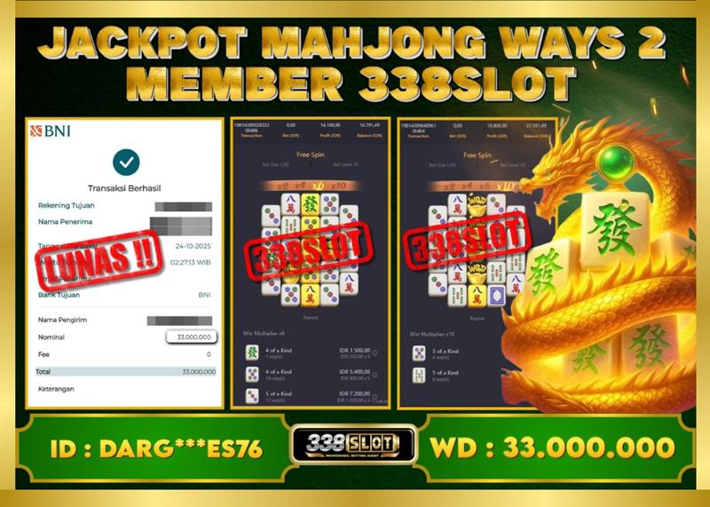 338SLOT JACKPOT GAME JUDI PG SOFT MAHJONG WAYS 2 RESMI DAN TERBAIK! Rp 33.000.000 - LUNAS!!!