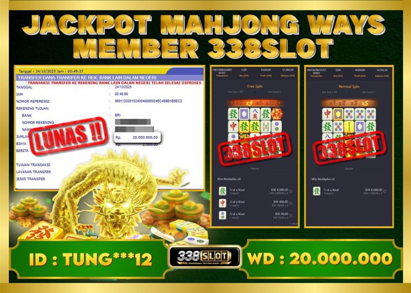 338SLOT JACKPOT GAME JUDI PG SOFT MAHJONG WAYS RESMI DAN TERBAIK! Rp 20.000.000 - LUNAS!!!