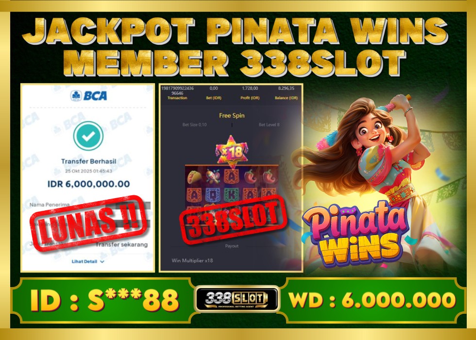 338SLOT JACKPOT GAME JUDI PG SOFT PINATA WINS RESMI DAN TERBAIK! Rp 6.000.000 - LUNAS!!!