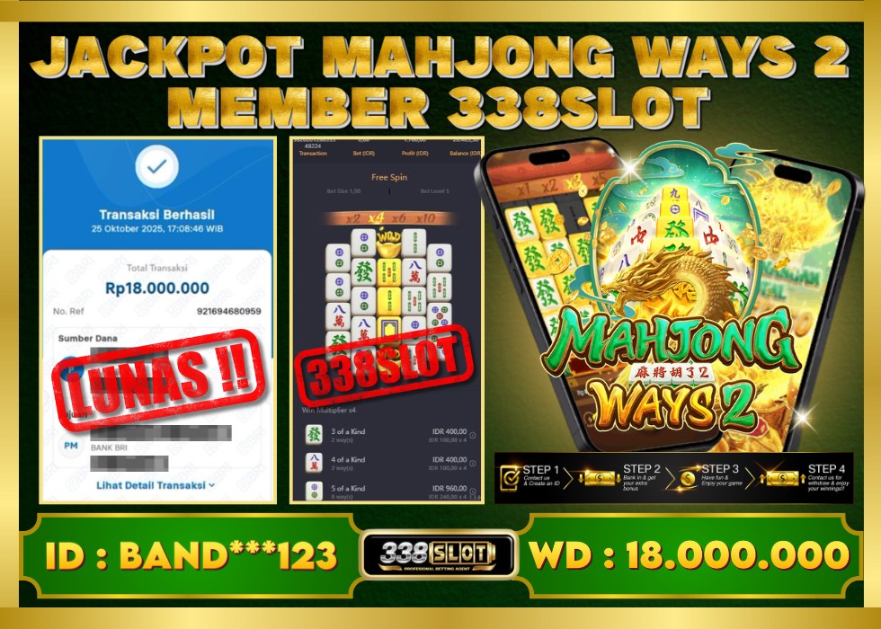 338SLOT JACKPOT GAME JUDI PG SOFT MAHJONG WAYS 2 RESMI DAN TERBAIK! Rp 18.000.000 - LUNAS!!!