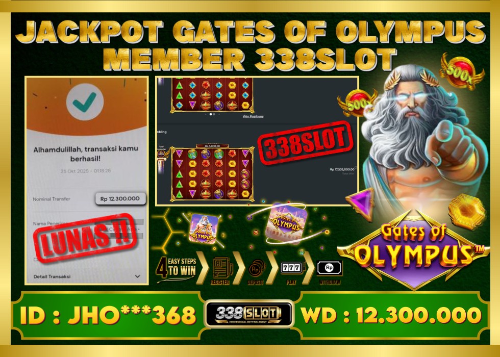 338SLOT JACKPOT GAME JUDI PRAGMATIC PLAY GATES OF OLYMPUS SUPER SCATTER RESMI DAN TERBAIK! Rp 12.300.000 - LUNAS!!!